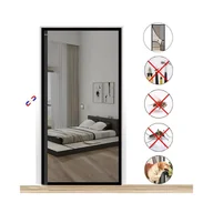 Moskitiery - Moskitiera do drzwi z magnesami i paskami samoprzylepnymi, magnetyczna moskitiera do drzwi, czarna, 90 cm x 220 cm - miniaturka - grafika 1