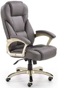 Krzesełka i taborety dla dzieci - Popielaty Biurowy Skórzany Fotel Obrotowy Regulowany C0-D30 - miniaturka - grafika 1