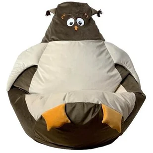 Pufa worek GO GIFT Sowa Brązowo-beżowy 130 x 90 cm - Fotele i pufy dla dzieci - miniaturka - grafika 1