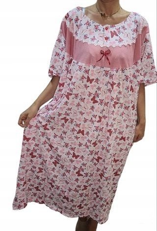 KOSZULA NOCNA BAWEŁNA 100% MOTYLKI prezent krótki rękaw 50 52 6XL 7XL