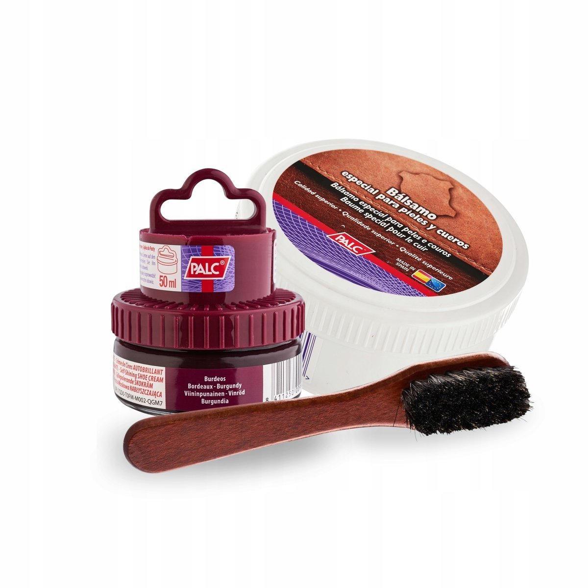 Tłuszcz do Butów Skórzanych ze Szczotką i Pasta Bordowa Palc Zestaw 3w1