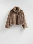 Płaszcze damskie - Reserved - Kurtka z imitacji futra - brązowy - miniaturka - grafika 1