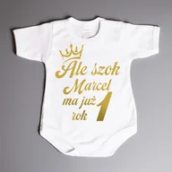 Body - Ale szok (imię) ma już rok - body niemowlęce - złoty nadruk - miniaturka - grafika 1