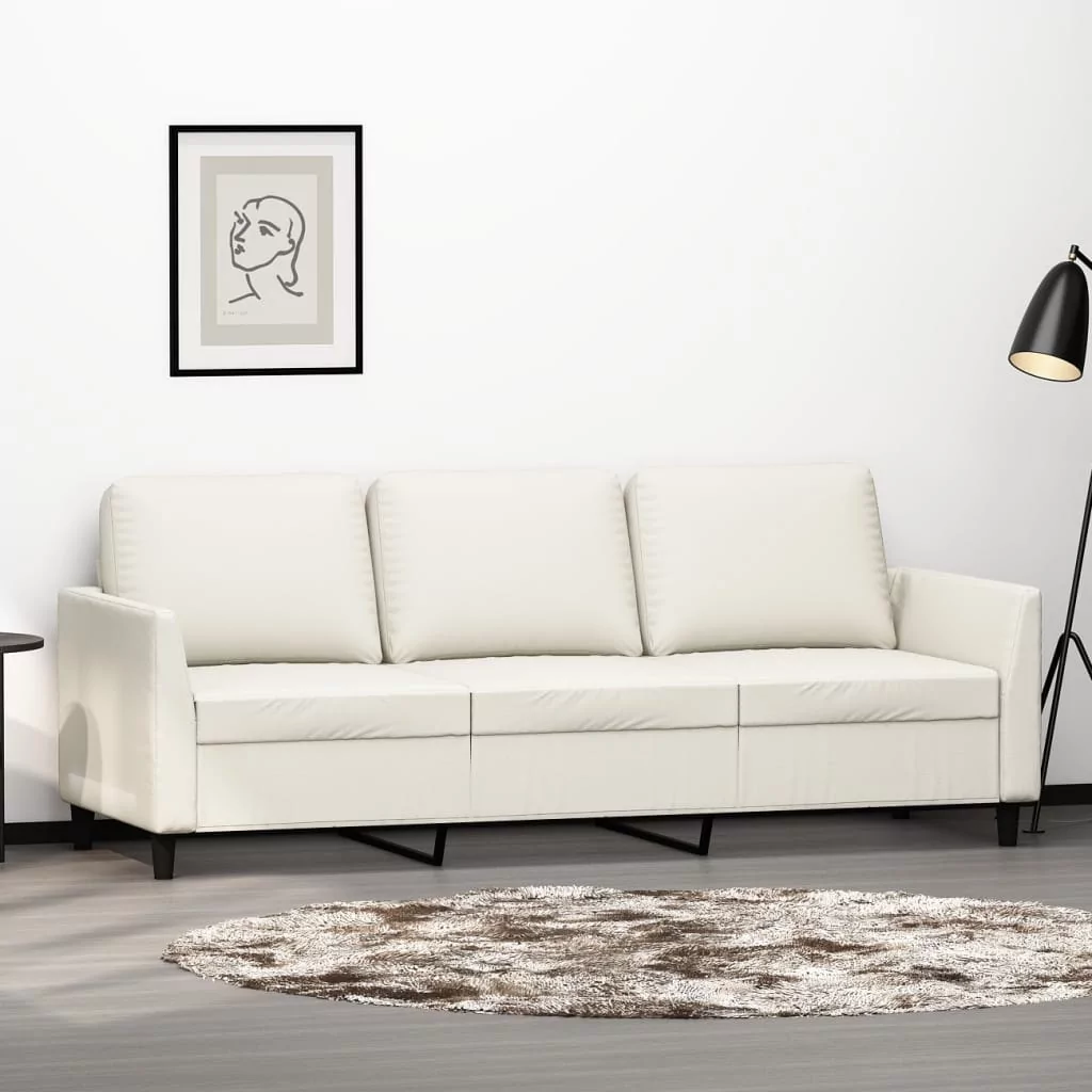 Lumarko 3-osobowa sofa, kremowa, 180 cm, sztuczna skóra