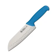 Noże kuchenne - Nóż Santoku Sanelli Ambrogio Supra, ostrze granton, 18 cm, niebieski - miniaturka - grafika 1