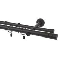 Karnisze - Karnisz Cylinder 240 cm podwójny czarny mat 25 mm Inspire - miniaturka - grafika 1