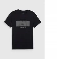 Koszulki męskie - 4F T-SHIRT REGULAR Z NADRUKIEM MĘSKI M3134 CZARNY S - miniaturka - grafika 1