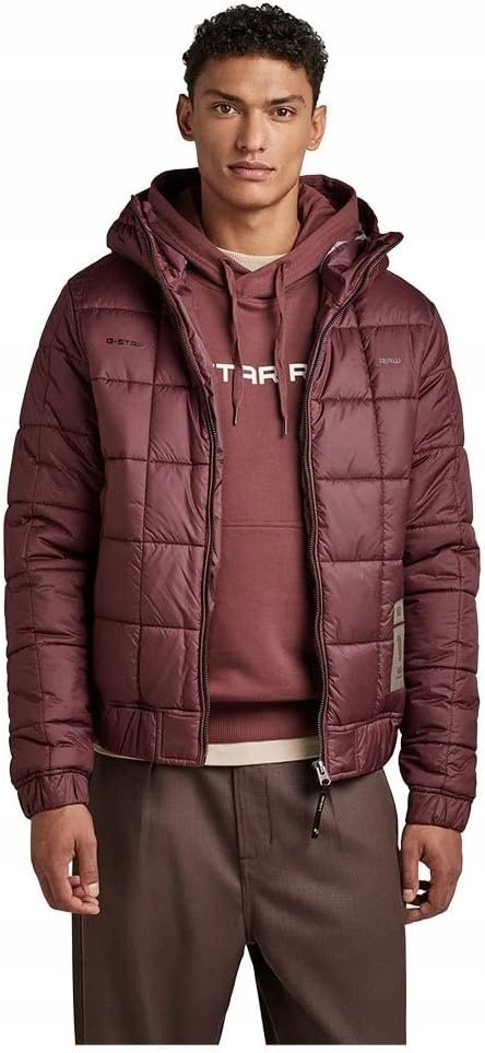 G-STAR RAW KURTKA MĘSKA PIKOWANA Z KAPTUREM BORDOWA S JYB
