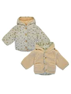 Bluzy i sweterki niemowlęce - Noppies Dwustronna kurtka "Gelves" w kolorze beżowo-zielonym - miniaturka - grafika 1