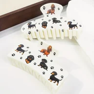 Ozdoby do włosów - TEMU Zestaw 2 Sztuk Spinek do Włosów z Nadrukiem Rottweila i Jamnika - Urocze Spinki z Motywem Psa, Duży Antypoślizgowy Design dla - miniaturka - grafika 1