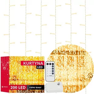 Kurtyna świetlna 200 led lampki choinkowe sople girlanda świetlna biały ciepły - Oświetlenie świąteczne - miniaturka - grafika 1