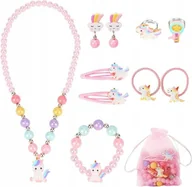 Biżuteria dla dzieci - ZESTAW BIŻUTERII JEDNOROŻEC DLA DZIEWCZYNKI + AKCESORIA KSIĘŻNICZKA PREZENT - miniaturka - grafika 1