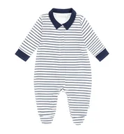 Pajacyki dla niemowląt - Pajac Bawełniany Z Kołnierzykiem W Paski 56 - miniaturka - grafika 1