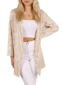 Marynarki i żakiety damskie - Elegancka, złota narzutka z kwiatowym wzorem  John Zack S - miniaturka - grafika 1