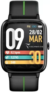Techmade Move Czarno-zielony - Smartwatch - miniaturka - grafika 1