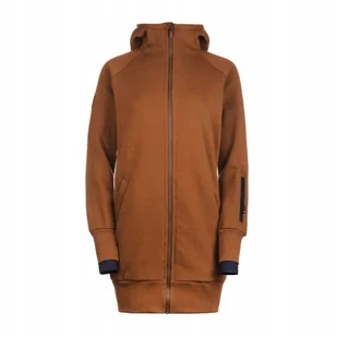 Bluza długa damska bawełniana brąz gruba kieszenie na zamek CUNA XL - Bluzy damskie - miniaturka - grafika 1