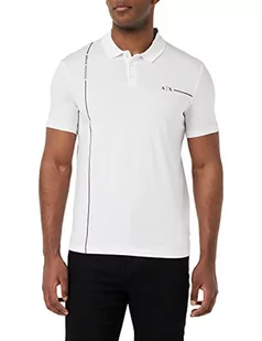Armani Exchange Męska bluza Sustainable, Logo Line, Regular Fit Polo Sweater, biała, ekstra mała, biały, XS - Bluzy męskie - miniaturka - grafika 1