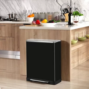 Vepa Bins EKO Kosz na śmieci z pedałem E-Cube, 28 L+18 L, matowy, czarny - Pozostałe akcesoria do uprawy roślin - miniaturka - grafika 1