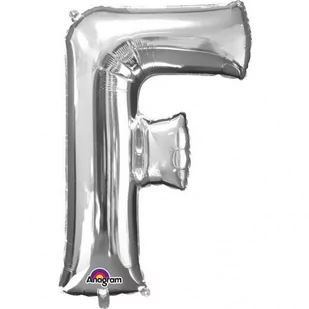 Balon foliowy, litera F, srebrny, 53x81 cm, 1 sztuka - Balony i akcesoria - miniaturka - grafika 1