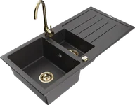 Zlewozmywaki z baterią - Mexen Andres zlewozmywak granitowy 1,5-komorowy z ociekaczem i baterią kuchenną Telma, czarny nakrapiany - 6515-76-670200-50 - miniaturka - grafika 1
