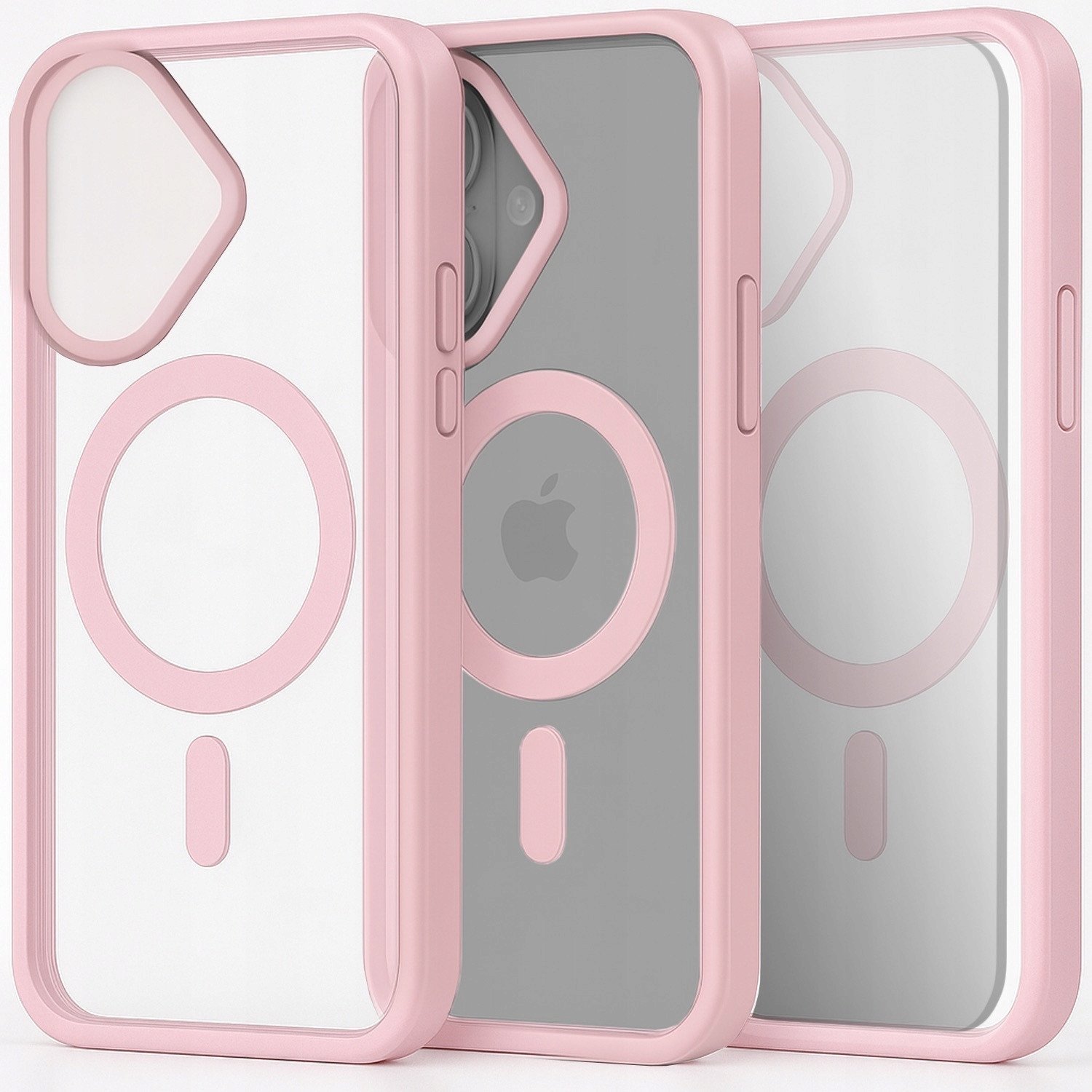 Etui do Apple iPhone 16 Do Magsafe, Przezroczyste, Jasnoróżowe Szkło 9H