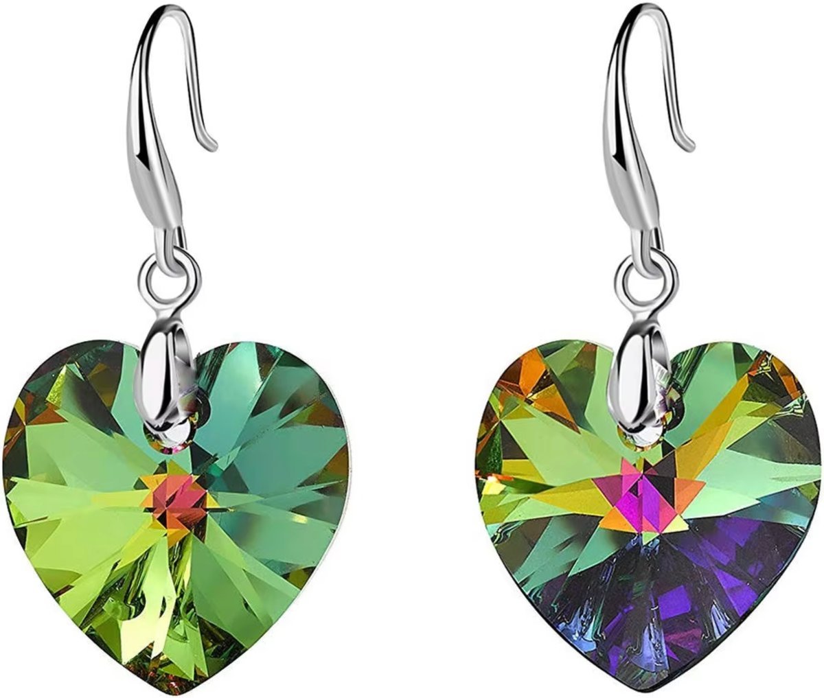 Kolczyki Duże Serca Cyrkonie Brylanty Haczyk Modne Stylowe Posrebrzane