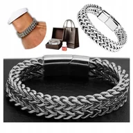 Bransolety męskie - Gruba Bransoletka Męska Elegancka Srebrna Dla Męża Mężczyzny Chłopaka - miniaturka - grafika 1