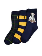 Skarpetki dla dzieci - Polo Ralph Lauren Zestaw 3 par wysokich skarpet dziecięcych 443P03154001 Granatowy - miniaturka - grafika 1
