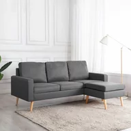 Narożniki - vidaXL 3-osobowa sofa z podnóżkiem, jasnoszara, tapicerowana tkaniną - miniaturka - grafika 1