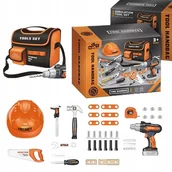 Zabawy w naśladowanie dorosłych - Zestaw Narzędzi Majsterkowicza Wiertarko-Wkrętarka Dla Dzieci z Torbą Kask - miniaturka - grafika 1