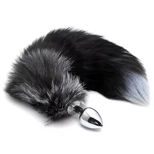 Korki analne - Alive Black and White Fox Tail Anal Pleasure M - grafika 1