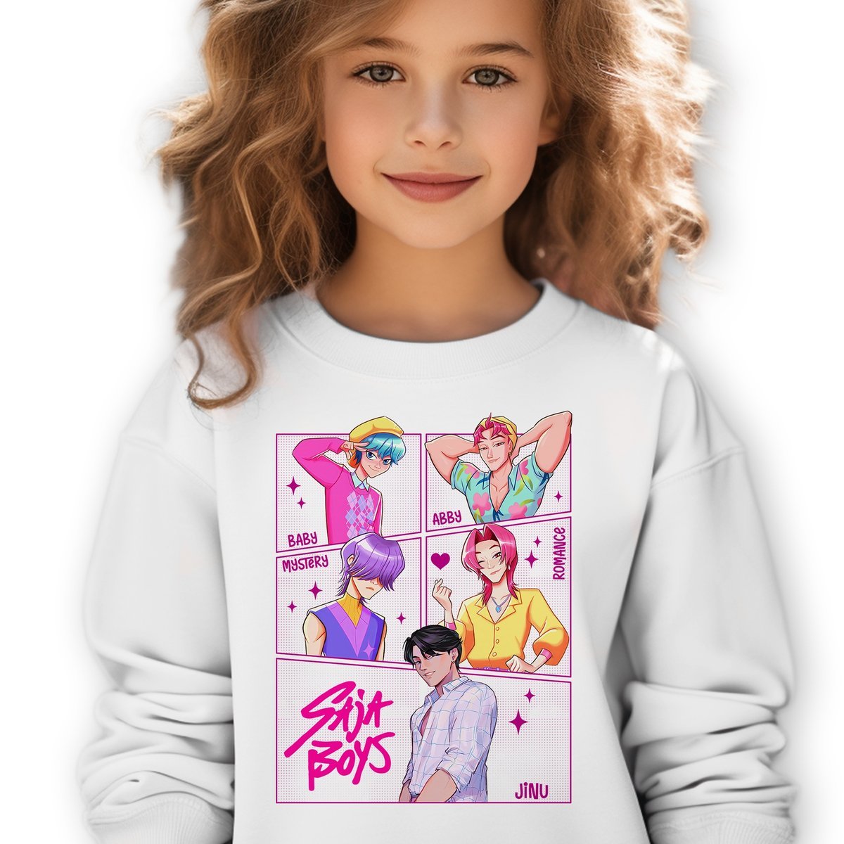 Bluza Dziecięca Biała CARTOON SAJABOYS Do Szkoły K-pop Muzyka Wz - 116 cm