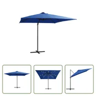 Parasole ogrodowe - The Living Store Parasol wiszący z LED i stalowym słupkiem 250x250 cm - niebieski - Parasol Wiszący - miniaturka - grafika 1