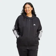 Bluzy sportowe damskie - Bluza Essentials 3-Stripes Full-Zip Fleece Hoodie (Plus Size) - miniaturka - grafika 1