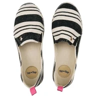 Espadryle damskie - Buty damskie Flip Flop Espadrilles Striped czarno-białe espadryle-36 - miniaturka - grafika 1