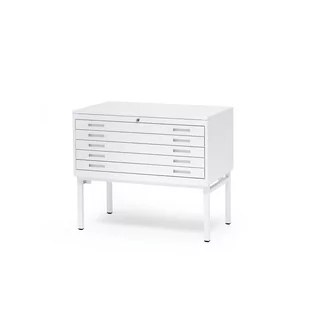 Metalowa szafka na rysunki SKETCH, model pojedynczy, A1, blat z laminatu, biały - Szafki biurowe - miniaturka - grafika 1