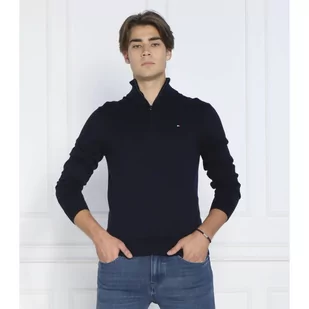 Tommy Hilfiger Sweter ZIP MOCK | Regular Fit | z dodatkiem kaszmiru - Swetry męskie - miniaturka - grafika 1
