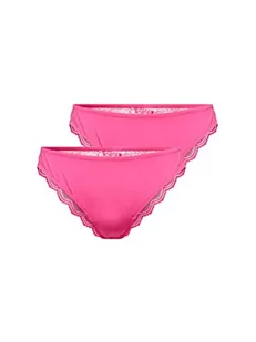 ONLY Figi damskie 2-pak brazylijskich koronek, Pink Flambé, XL - Majtki damskie - miniaturka - grafika 1