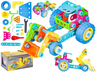 KoloroweKlocki Elastyczne, Konstrukcyjne 118 El., Koparka, Traktor, Pojazdy Budowlane Do Rozkręcania I Skręcania - Klocki - miniaturka - grafika 1