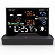 Stacje pogodowe - Bezprzewodowa stacja pogodowa z czujnikiem zewnętrznym i prognozą pogody Termometr wewnętrzny i zewnętrzny Wilgotność Zasięg 80 m Wyświetlacz LCD Czarny Retoo - miniaturka - grafika 1