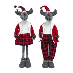 Figurka tekstylna Renifer stojący 76 cm mix - Ozdoby bożonarodzeniowe - miniaturka - grafika 1