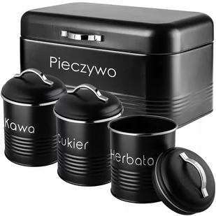 Zestaw pojemników Tufo na chleb, kawę, herbatę i cukier, czarny - Chlebaki - miniaturka - grafika 1