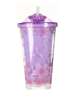 Kubek Ze Słomką I Pokrywką Dziecięcy 450Ml Fioletowy Perfectlife - Kubki dla dzieci - miniaturka - grafika 1