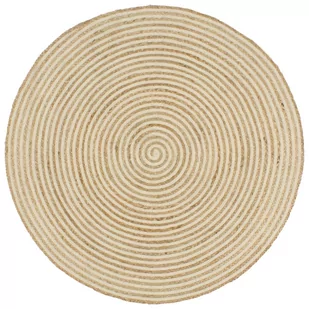 vidaXL Dywanik ręcznie wykonany z juty, spiralny wzór, biały, 90 cm 133716 - Dywaniki łazienkowe - miniaturka - grafika 1