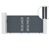 Bramy garażowe - CASANOOV BRAMA przesuwna 3m VELETA wys. 140cm aluminium szare + 2 słupki 20x20cm wys. 166 - miniaturka - grafika 1