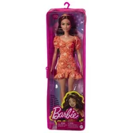 Lalki dla dziewczynek - Mattel Barbie Fashionistas 182 Pomarańczowa sukienka z białymi kwiatami FBR37 - miniaturka - grafika 1