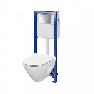 CERSANIT S701-741 Zestaw podtynkowy MILLE PLUS miska 50cm + deska + stelaż + przycisk CHROM POŁYSK - Stelaże i zestawy podtynkowe do WC - miniaturka - grafika 1