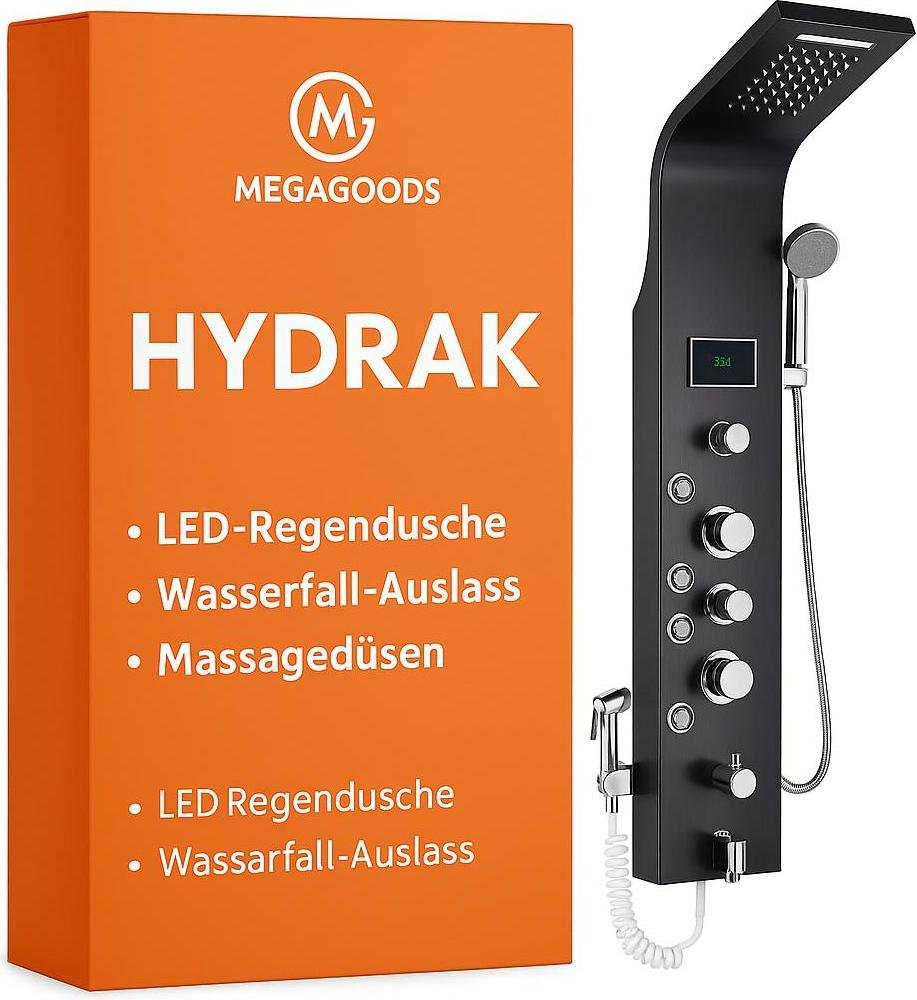 Panel prysznicowy LED deszczownica wodospad dysze masujące czarny PL.