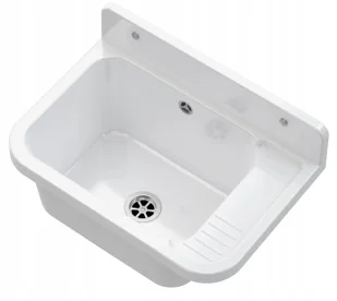 Zlew gospodarczy roboczy GRANITAN z syfonem - Biały - Zlewy i komory gospodarcze - miniaturka - grafika 1
