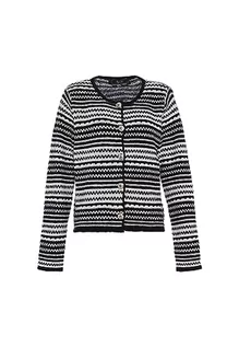 Swetry damskie - faina Damski modny kardigan w paski z okrągłym wycięciem pod szyją, czarny, rozmiar XL/XXL, czarny, XL - grafika 1